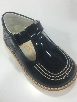 Boys Andanines Navy Patent Shoes with Velcro Strap 161297