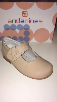 Girls Andanines Camel Patent Shoes 162876