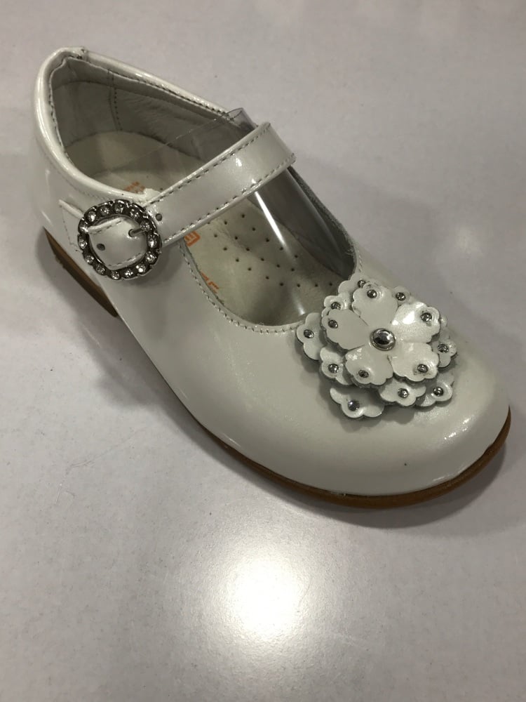 Girls Andanines White Patent Shoes