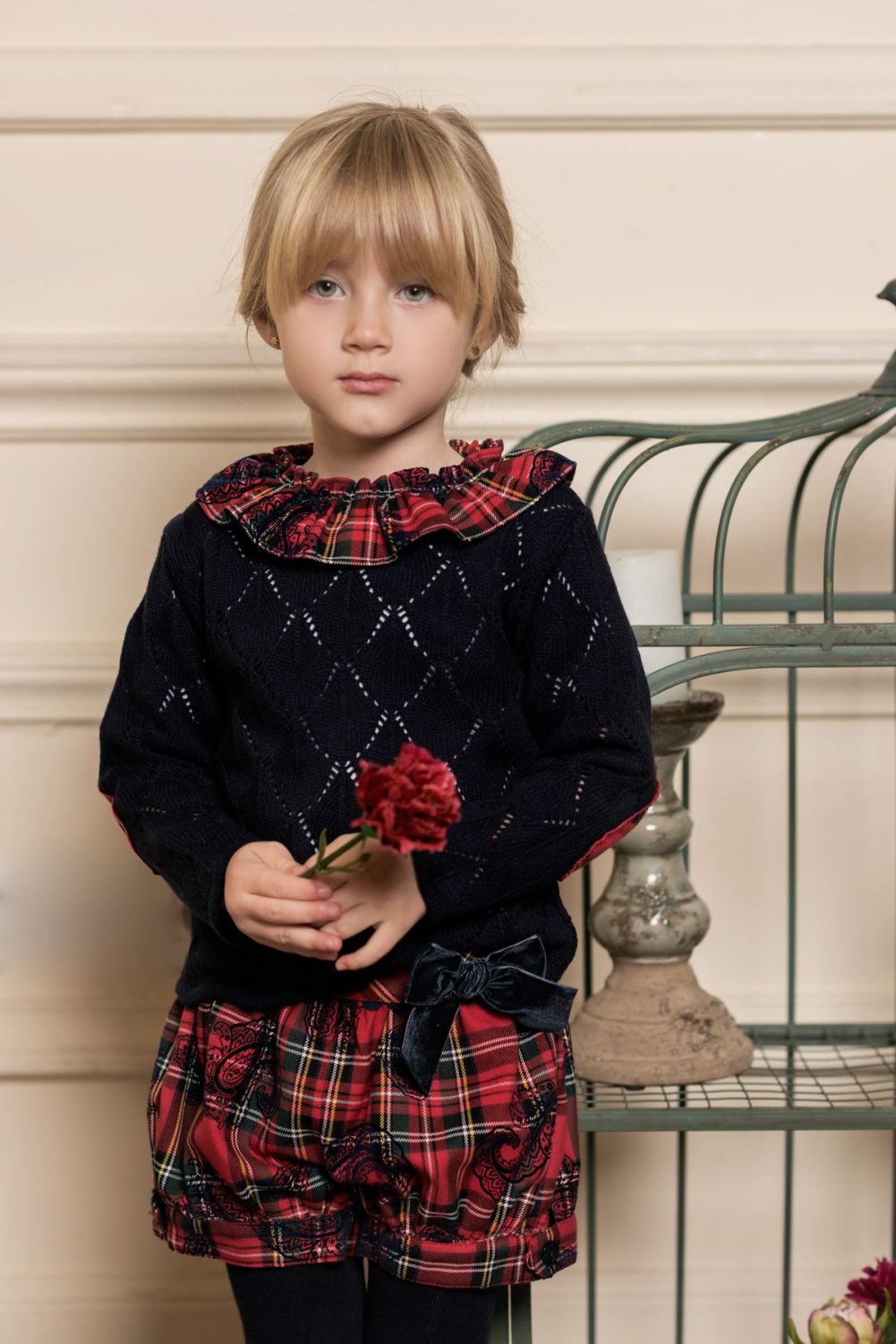 Girls Dolce Petit Red Tartan Shorts Set 2259
