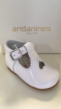 Girls Andanines White Patent Shoes