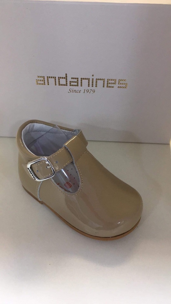 Boys Andanines Camel Patent Shoes