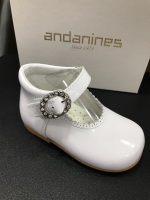 Girls Andanines White Patent Shoes 171822