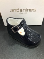 Boys Andanines Navy Patent Shoes 172819