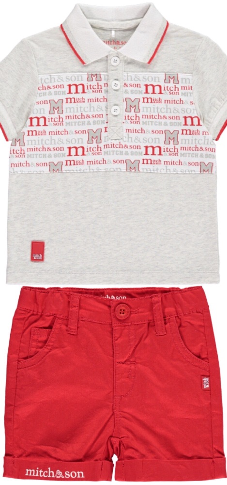        Boys Mitch & Son Summer Reds Collection Patrick Polo and Sonny Short
