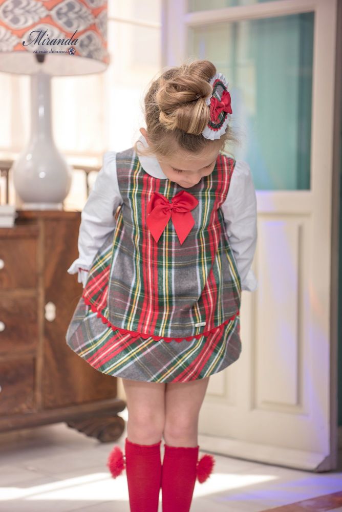 girls red tartan dress