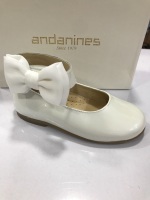 Girls Andanines White Pearl Patent Shoes