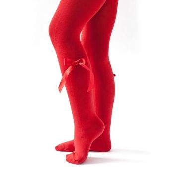Girls Carlomagno Bow Tights - Red