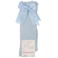 Girls Carlomagno Double Bow Socks - Blue