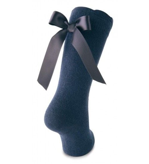 Girls Carlomagno Bow Socks - Navy