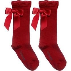 Girls Carlomagno Bow Socks - Red
