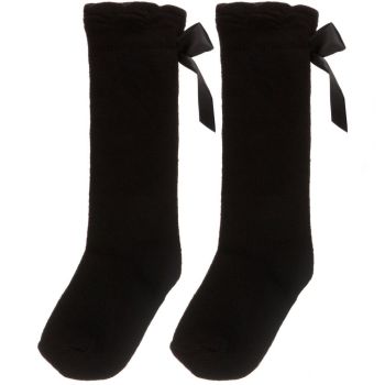 Girls Carlomagno Bow Socks - Black