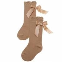 Girls Carlomagno Bow Socks - Camel