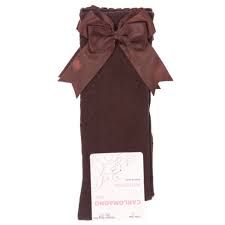 Girls Carlomagno Double Bow Socks - Brown