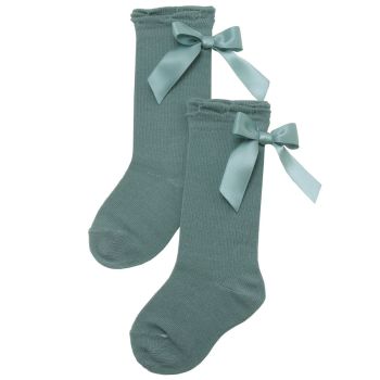 Girls Carlomagno Bow Socks - Sea Green