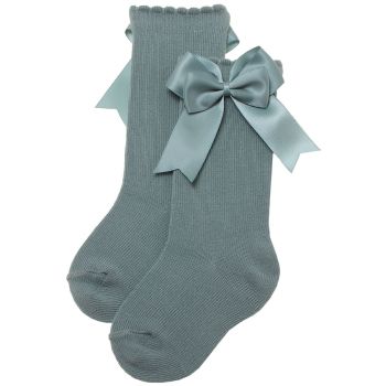 Girls Carlomagno Double Bow Socks - Sea Green