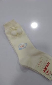 Condor Pom Pom Socks Long - Cream
