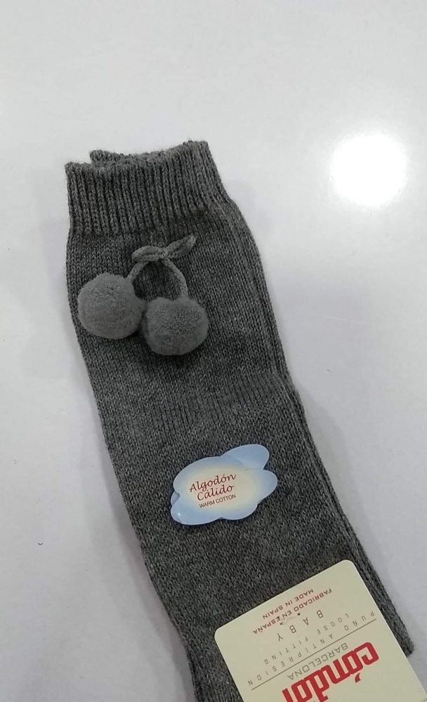 Condor Pom Pom Socks Long - Grey