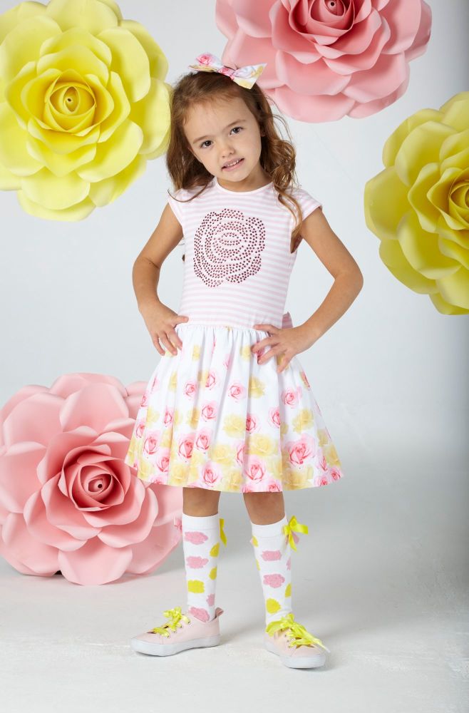 PRE ORDER SS20 Girls A*Dee Falling Roses Brooke Dress S202704