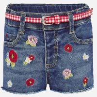 Girls Mayoral Shorts and Belt 1203 - Red Flowers