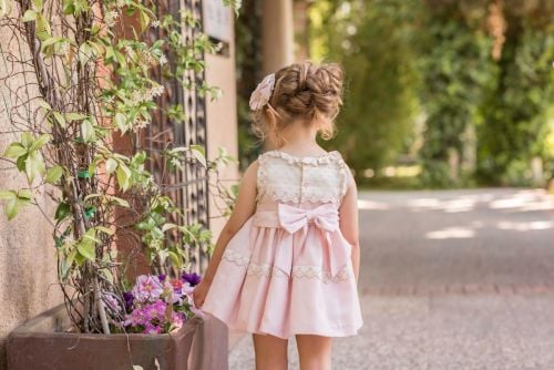 PRE ORDER SS20 Girls Dolce Petit Powder Pink and Cream Dress 2265
