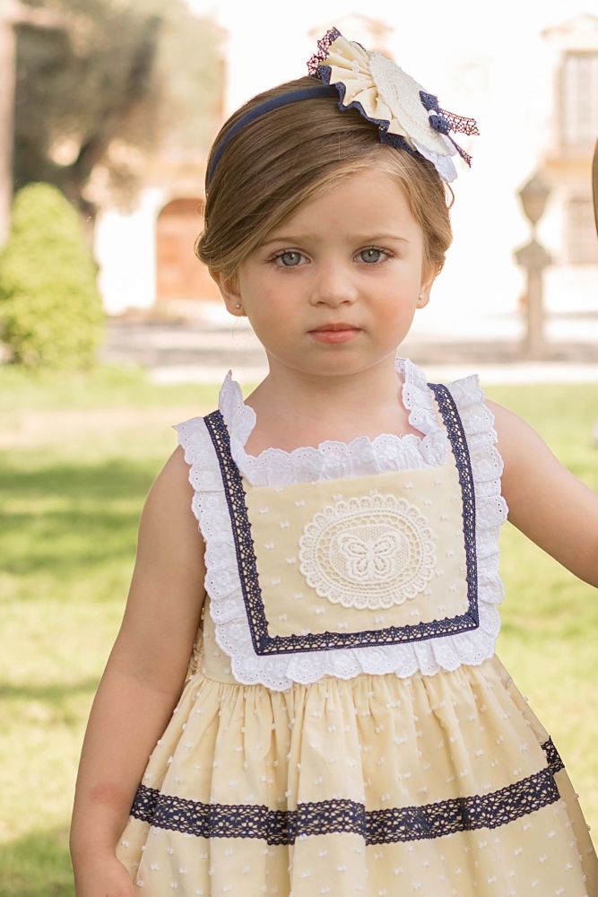 lemon and navy dress