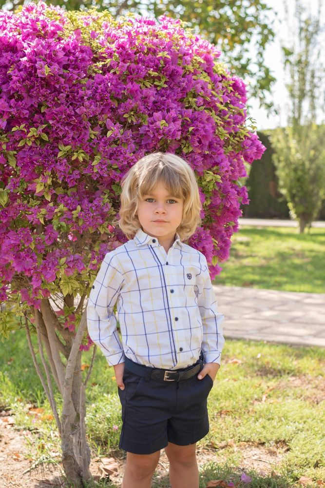 PRE ORDER SS20 Boys Dolce Petit Lemon and Navy Set 2222 with Matching Belt