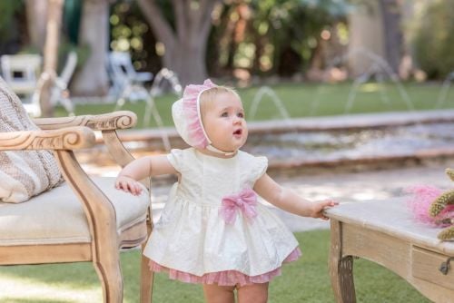 PRE ORDER SS20 Girls Dolce Petit Powder Pink and Cream Dress and Pants 2164