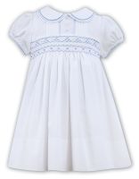           Girls Sarah Louise Heritage Collection Dress 011856 - White with Blue