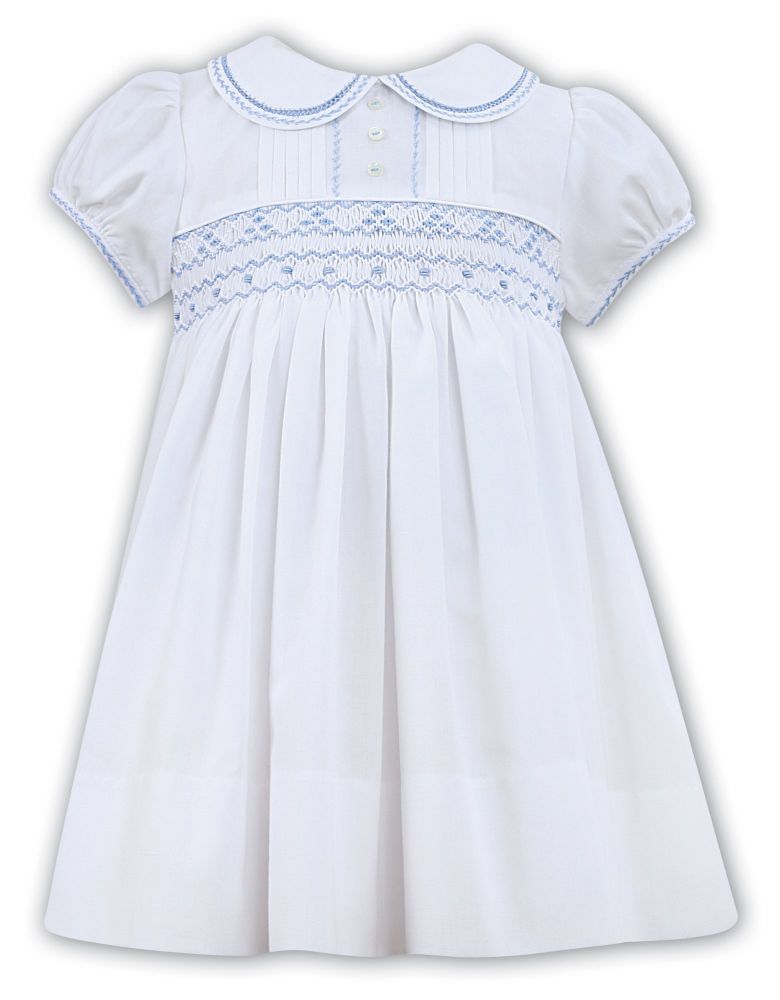          Girls Sarah Louise Dress 011856 - White with Blue