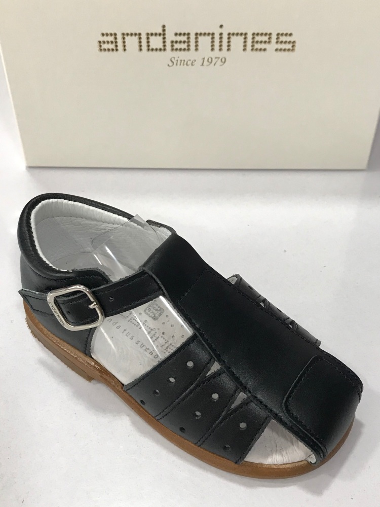 Boys Andanines Navy Leather Sandals 