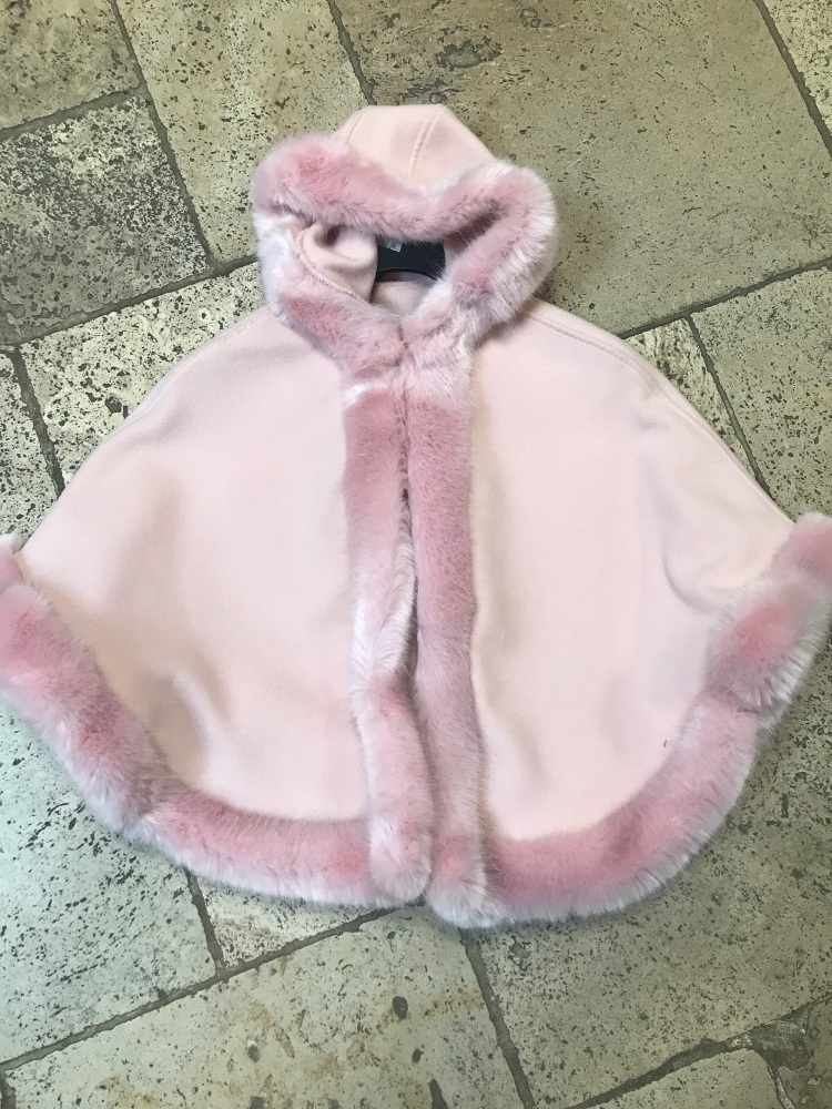 CLEARANCE PRICE Girls Fur Trimmed Cape - Large 6-14 years