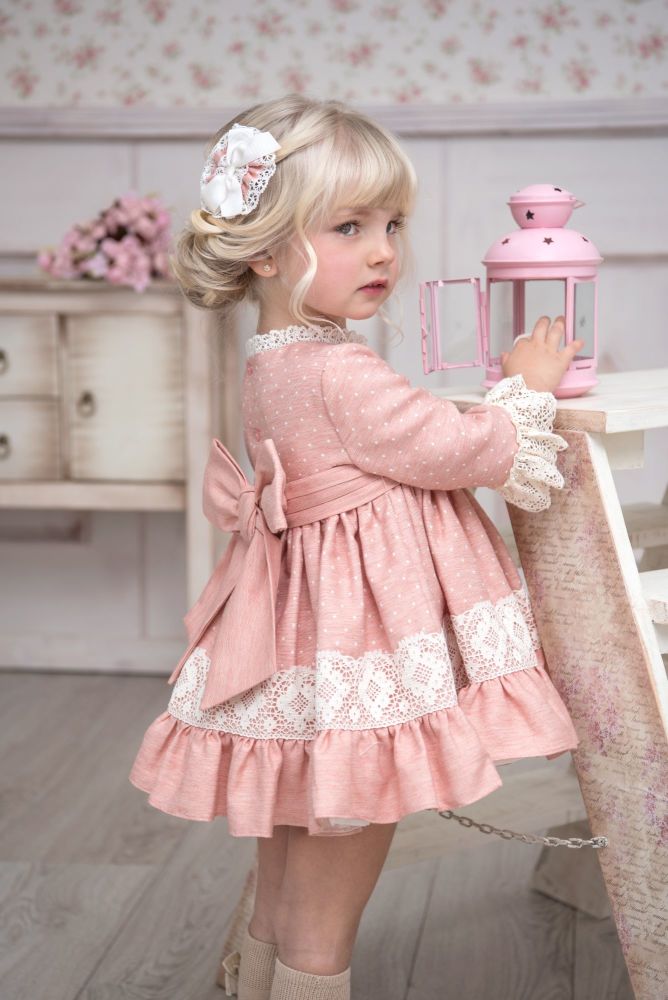PRE ORDER AW20/21 Girls Miranda Peach and Cream Dress 229