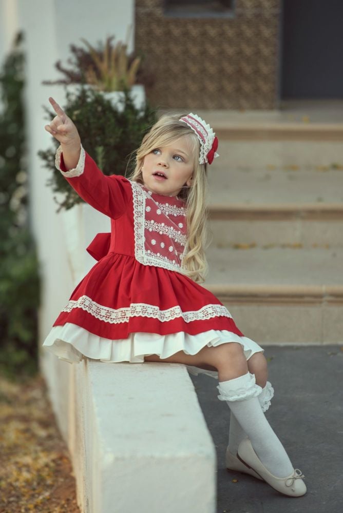 PRE ORDER AW20/21 Girls Miranda Red and Cream Dress 250