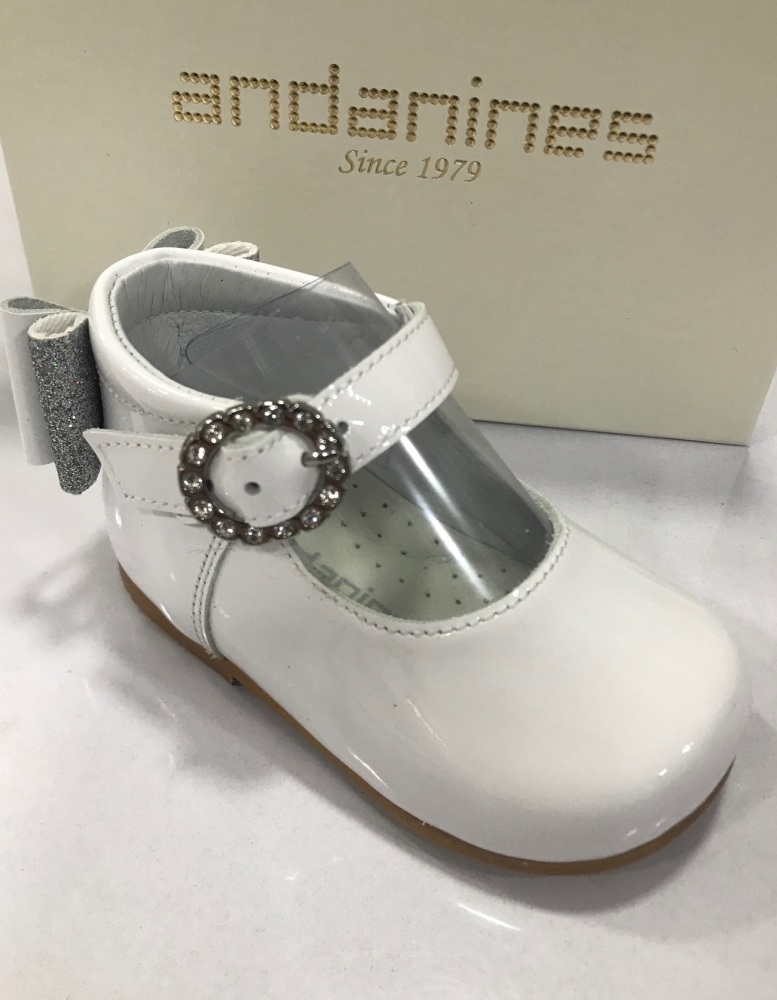 Girls Andanines White Patent Shoes 192830