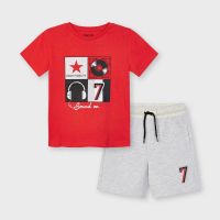 Boys Mayoral T Shirt and Shorts Set 3646 Cyber Red 37