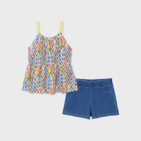 Girls Mayoral T Shirt and Shorts Set 6277 Lemon 