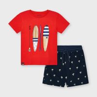 Boys Mayoral T Shirt and Shorts Set 3638 Cyber Red