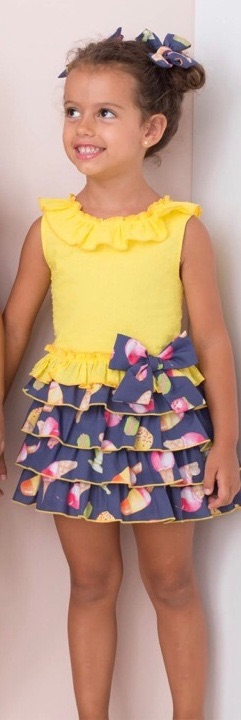Girls Bas Marti Yellow and Navy Dress 21130