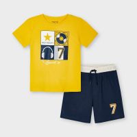 Boys Mayoral T Shirt and Shorts Set 3646 Yellow 40