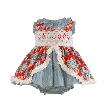         Girls Miranda Red and Blue Dress and Pants 156