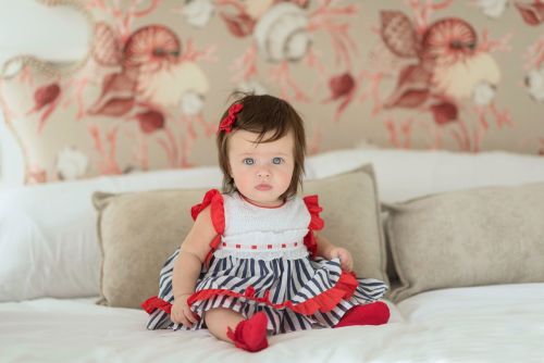 PRE ORDER SS21 Girls Miranda Red, White and Navy Dress and Pants 68