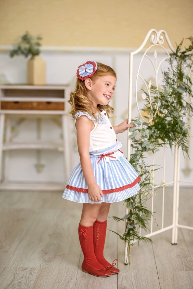 PRE ORDER SS21 Girls Miranda Red, White and Blue Skirt Set 288