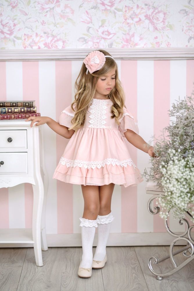 PRE ORDER SS21 Girls Miranda Salmon and Cream Dress 248