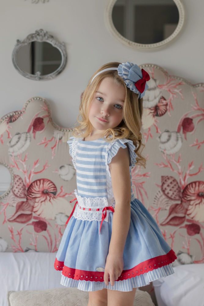 PRE ORDER SS21 Girls Miranda Red, White and Blue Dress 288