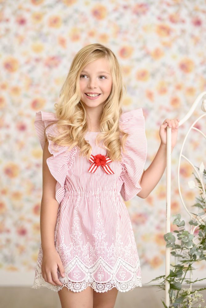 PRE ORDER SS21 Girls Miranda Red and White Dress 352 *Available upto 16 yea