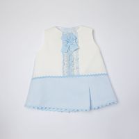 Girls Eva Blue and White Dress and Pants 1051 - CLEARANCE PRICE - NOW ONLY £10