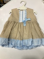 Girls Eva Camel and Blue Dress 1007 - CLEARANCE PRICE - NOW ONLY £10