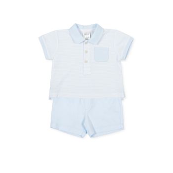         Boys Tutto Piccolo Blue and White T Shirt and Shorts Set 1588