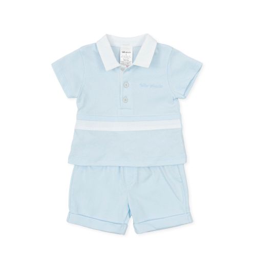 PRE ORDER SS21 Boys Tutto Piccolo Blue and White T Shirt and Shorts Set 158